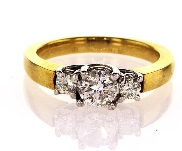 0.94CT F/I1 Diamond Engagement Ring 14K Gold Natural Round Cut Brilliant Size 6
