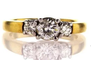 0.94CT F/I1 Diamond Engagement Ring 14K Gold Natural Round Cut Brilliant Size 6