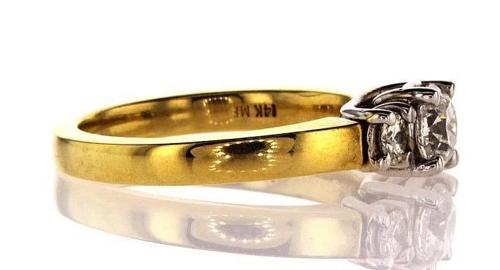 0.94CT F/I1 Diamond Engagement Ring 14K Gold Natural Round Cut Brilliant Size 6