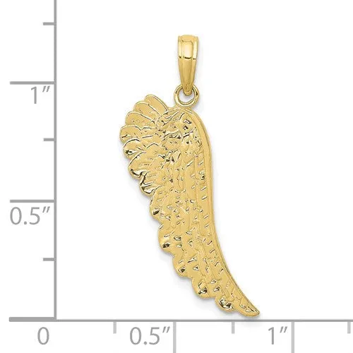 10k Yellow Gold Textured Angel Wing Pendant