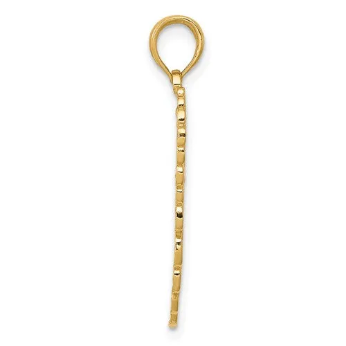 10k Yellow Gold Textured Angel Wing Pendant