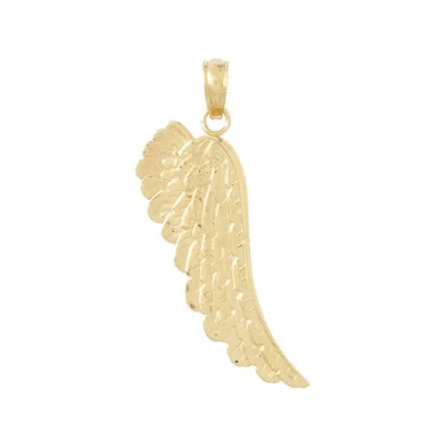 10k Yellow Gold Textured Angel Wing Pendant
