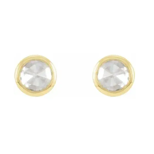 14k Gold Rose-Cut Diamond Bezel-Set Earrings