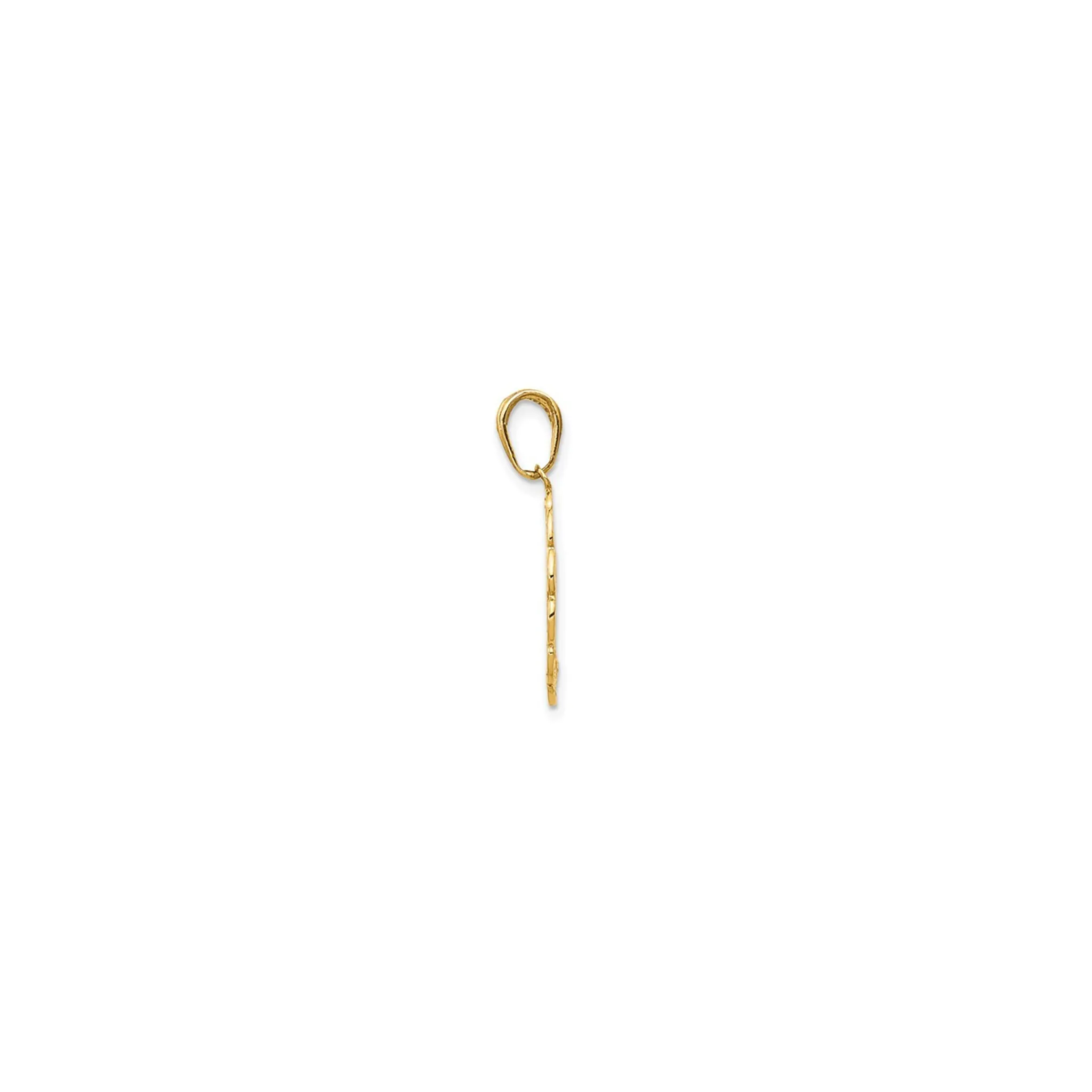 14k Gold Textured Flower Frame Hummingbird Pendant