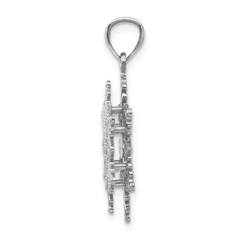 14k White Gold Polished And Textured 2 Level Snowflake Pendant