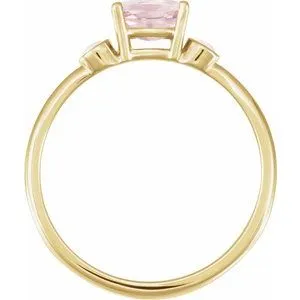 14K Yellow Gold 6x4 mm Natural Pink Morganite & Natural White Opal Ring