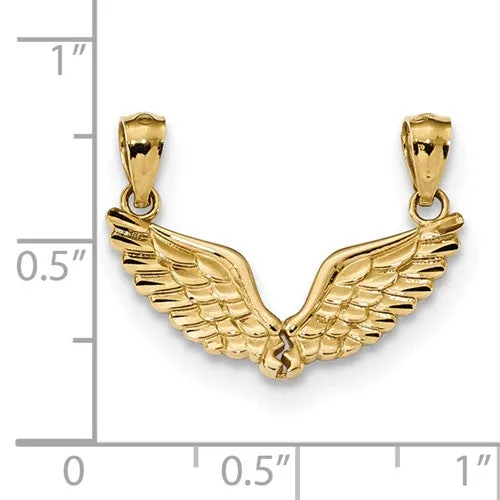 14k Yellow Gold Break Apart Angel Wings Pendants