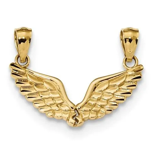 14k Yellow Gold Break Apart Angel Wings Pendants