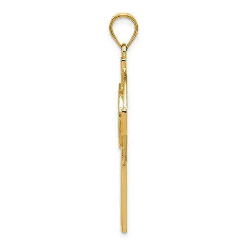 14k Yellow Gold Celtic Claddagh Cross Pendant