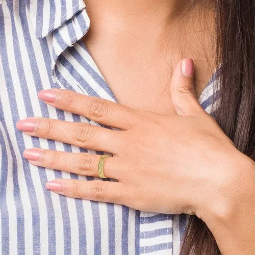 14K Yellow Gold Dolphin Engraved Polished and Textured Thumb Ring