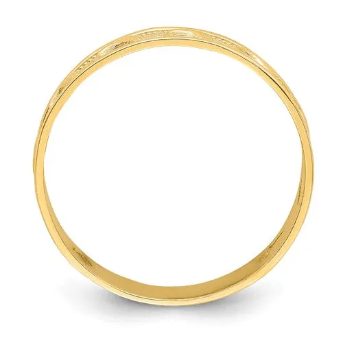 14K Yellow Gold Dolphin Engraved Polished and Textured Thumb Ring