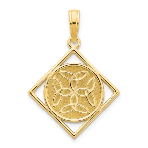 14k Yellow Gold Soild Textured Polished Finish Womens Fancy Celtic Knot Design Charm Pendant