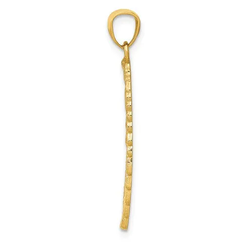 14k Yellow Gold Solid Polished And Textured Angel Wing Pendant