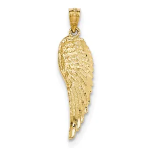 14k Yellow Gold Solid Polished And Textured Angel Wing Pendant