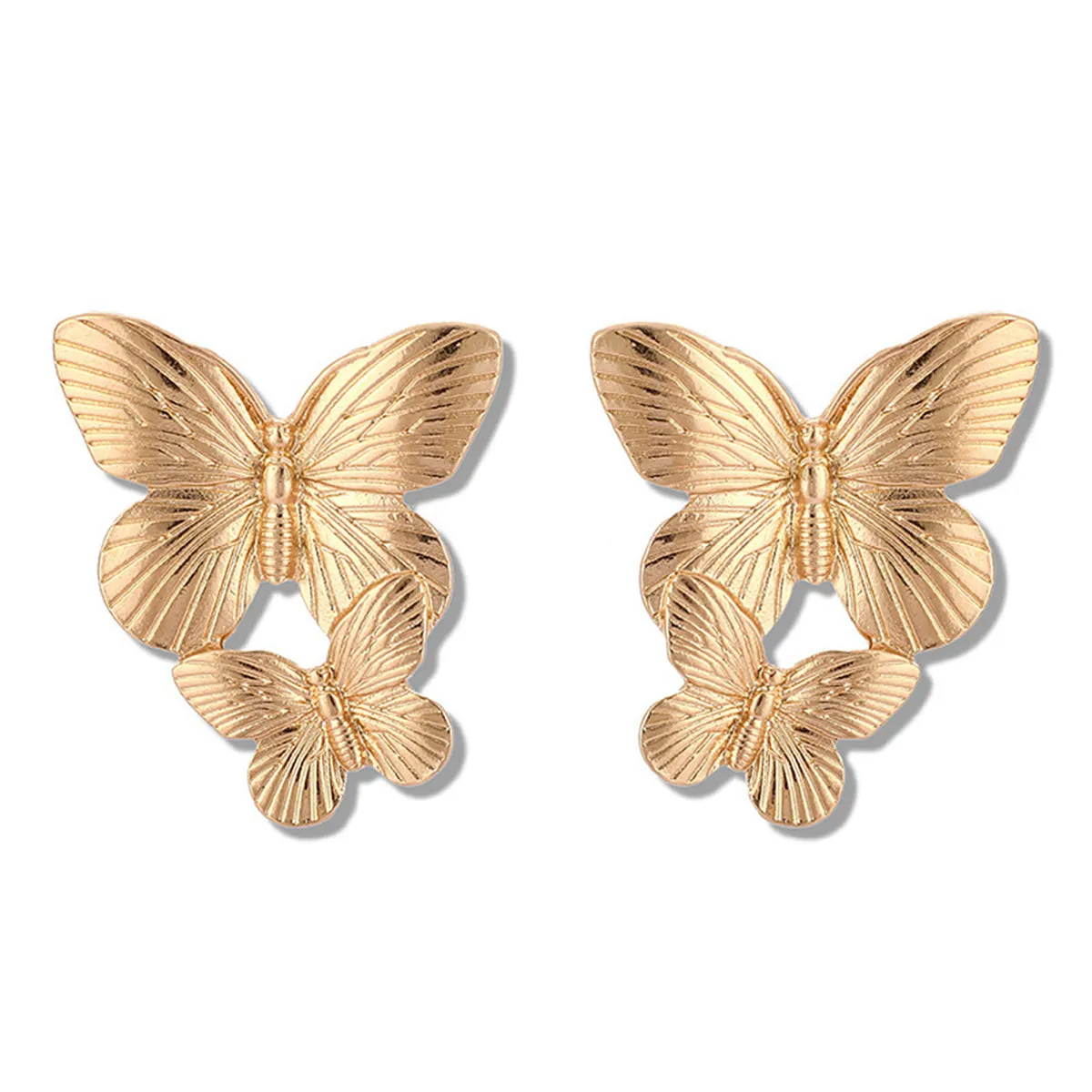 18K Gold-Plated Double-Butterfly Dangle Earrings