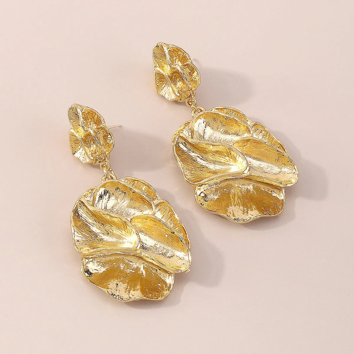 18K Gold-Plated Flower Blossom Drop Earrings