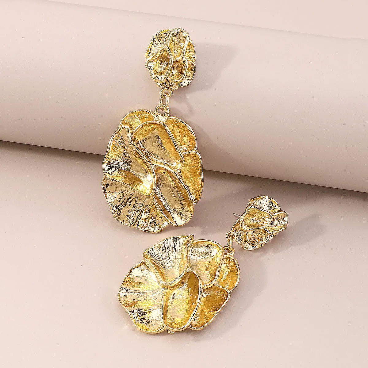 18K Gold-Plated Flower Blossom Drop Earrings