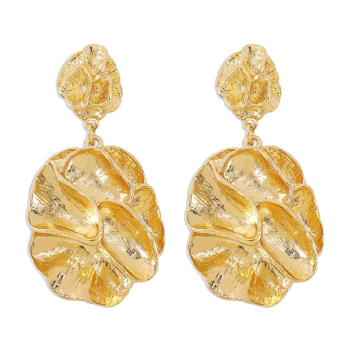 18K Gold-Plated Flower Blossom Drop Earrings