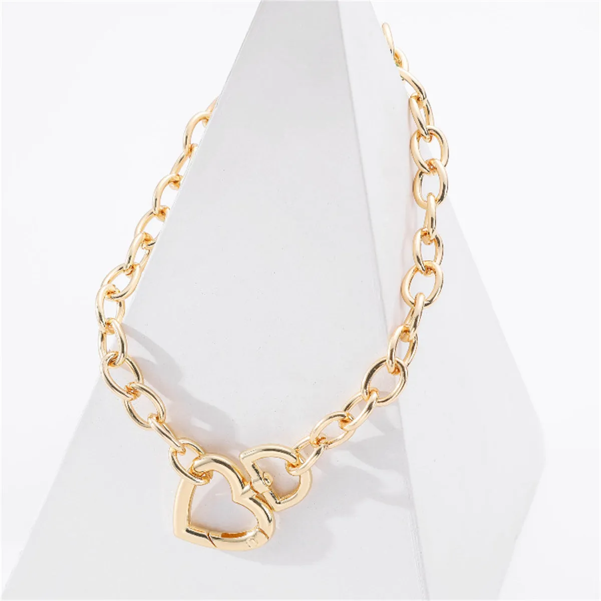 18K Gold-Plated Heart Chunky Cable Chain Pendant Necklace