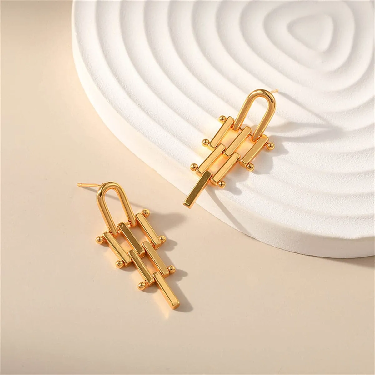 18K Gold-Plated Lattice Drop Earrings