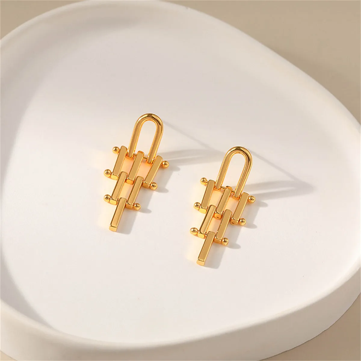 18K Gold-Plated Lattice Drop Earrings