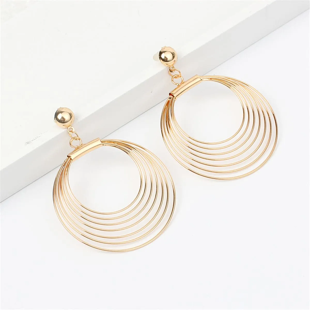 18K Gold-Plated Layer Wave Drop Earrings