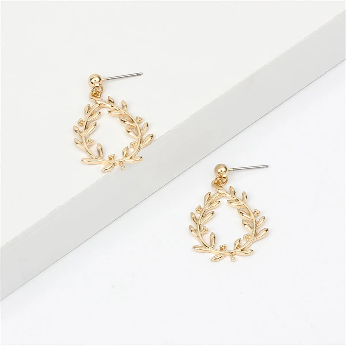 18K Gold-Plated Leaf Cluster Drop Earrings