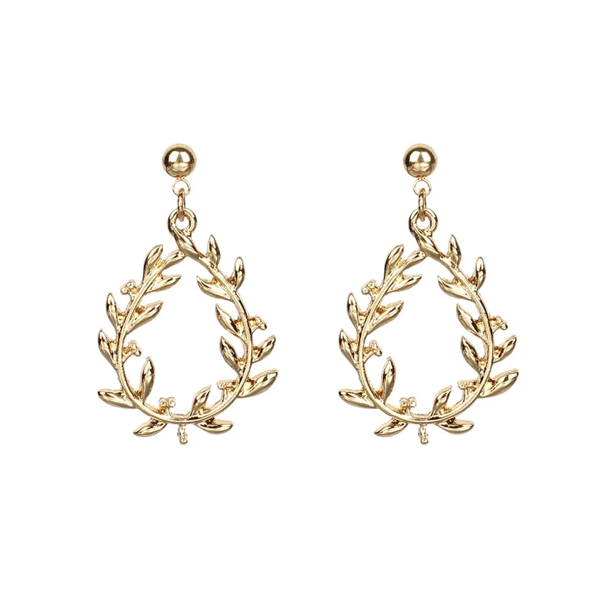 18K Gold-Plated Leaf Cluster Drop Earrings