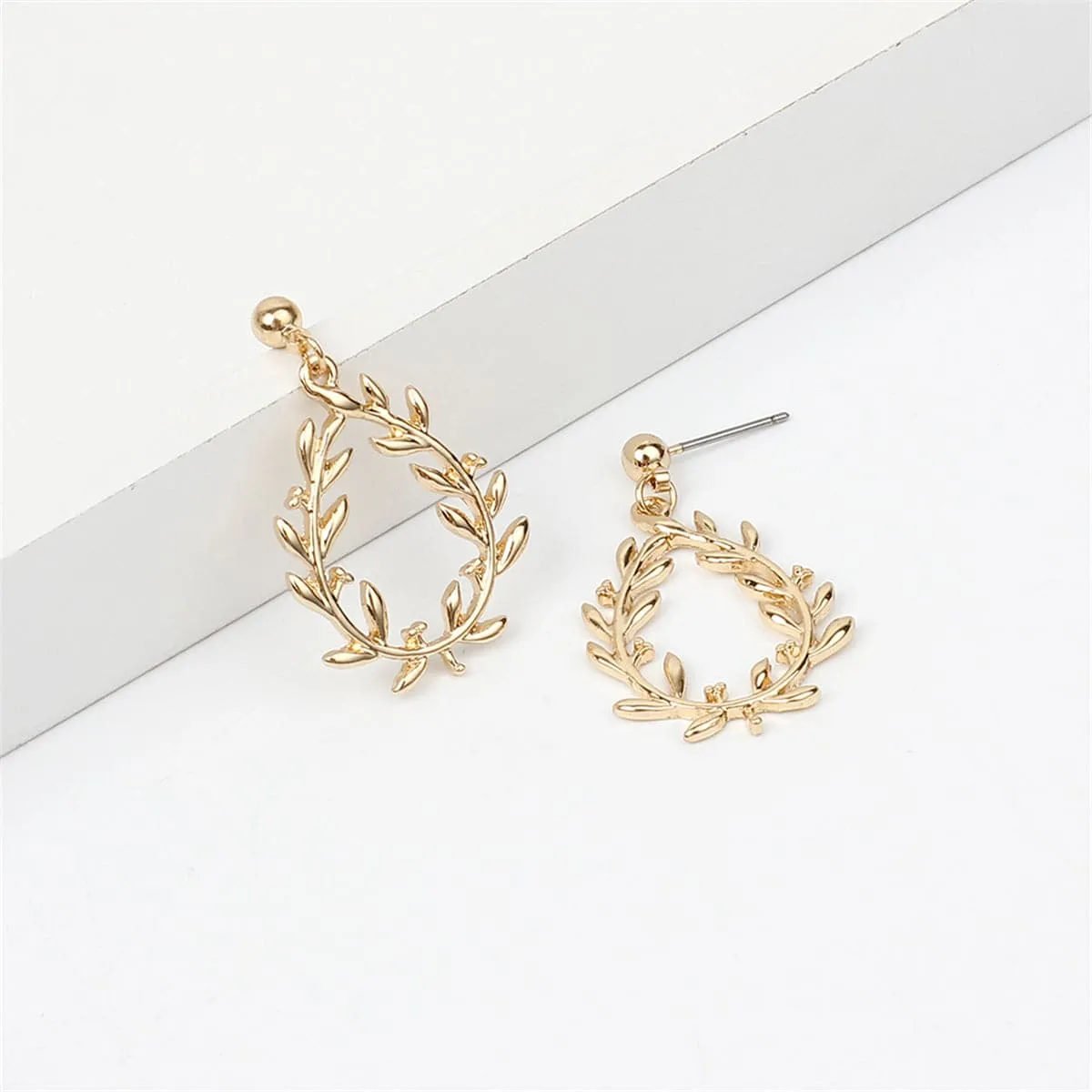 18K Gold-Plated Leaf Cluster Drop Earrings