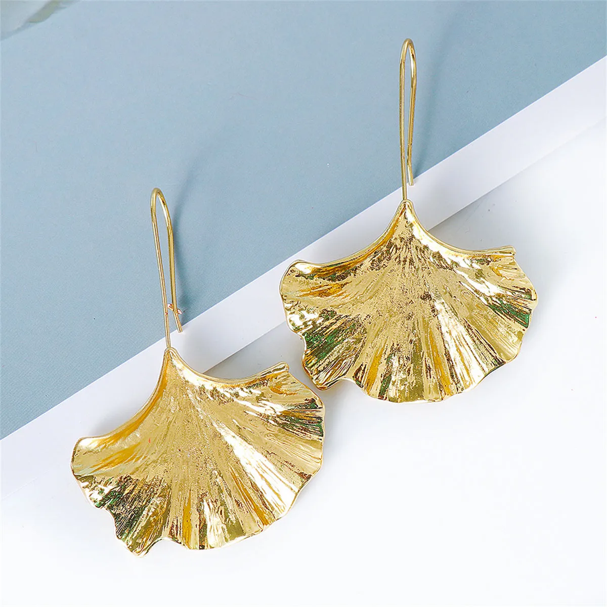 18K Gold-Plated Lotus Leaf Drop Earrings