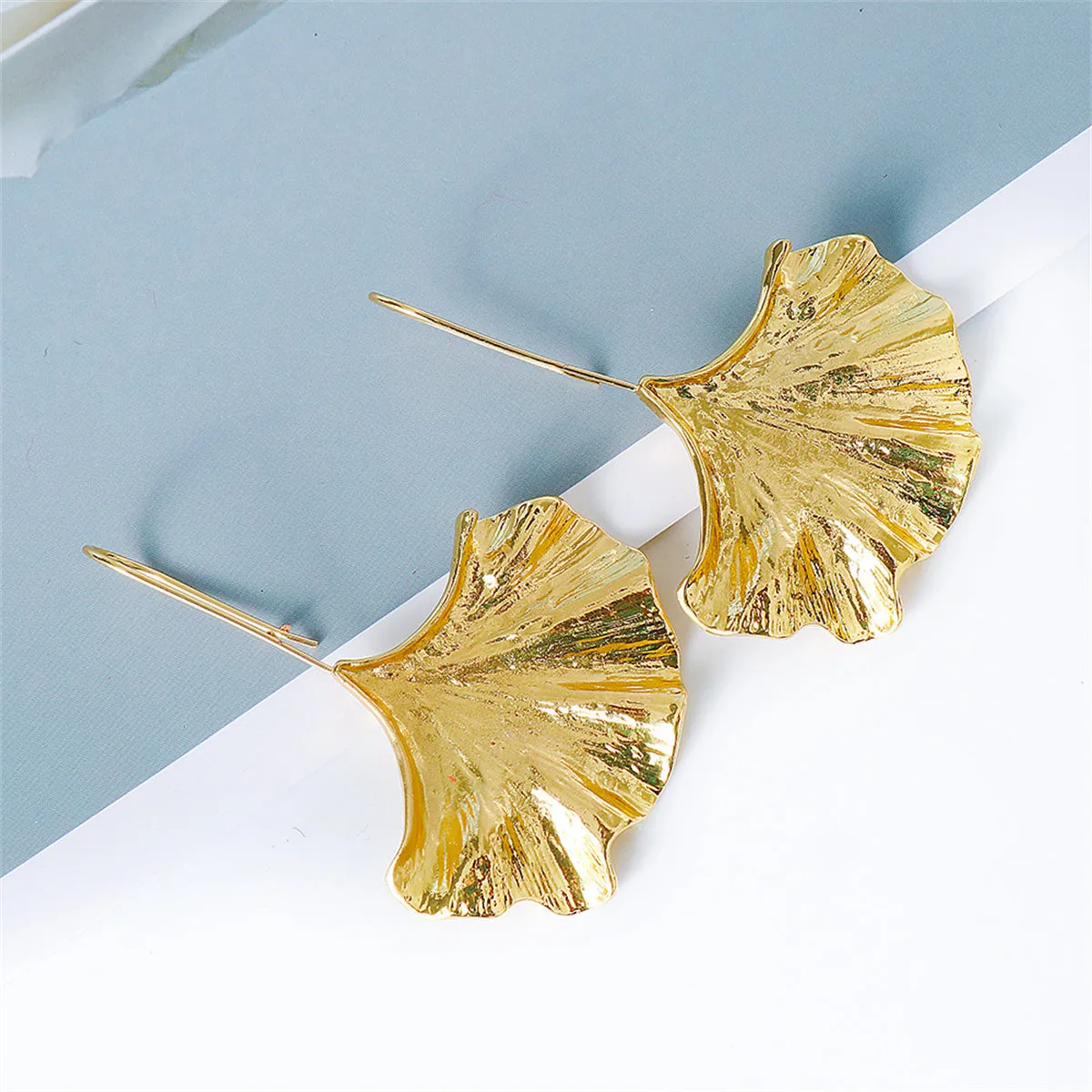18K Gold-Plated Lotus Leaf Drop Earrings