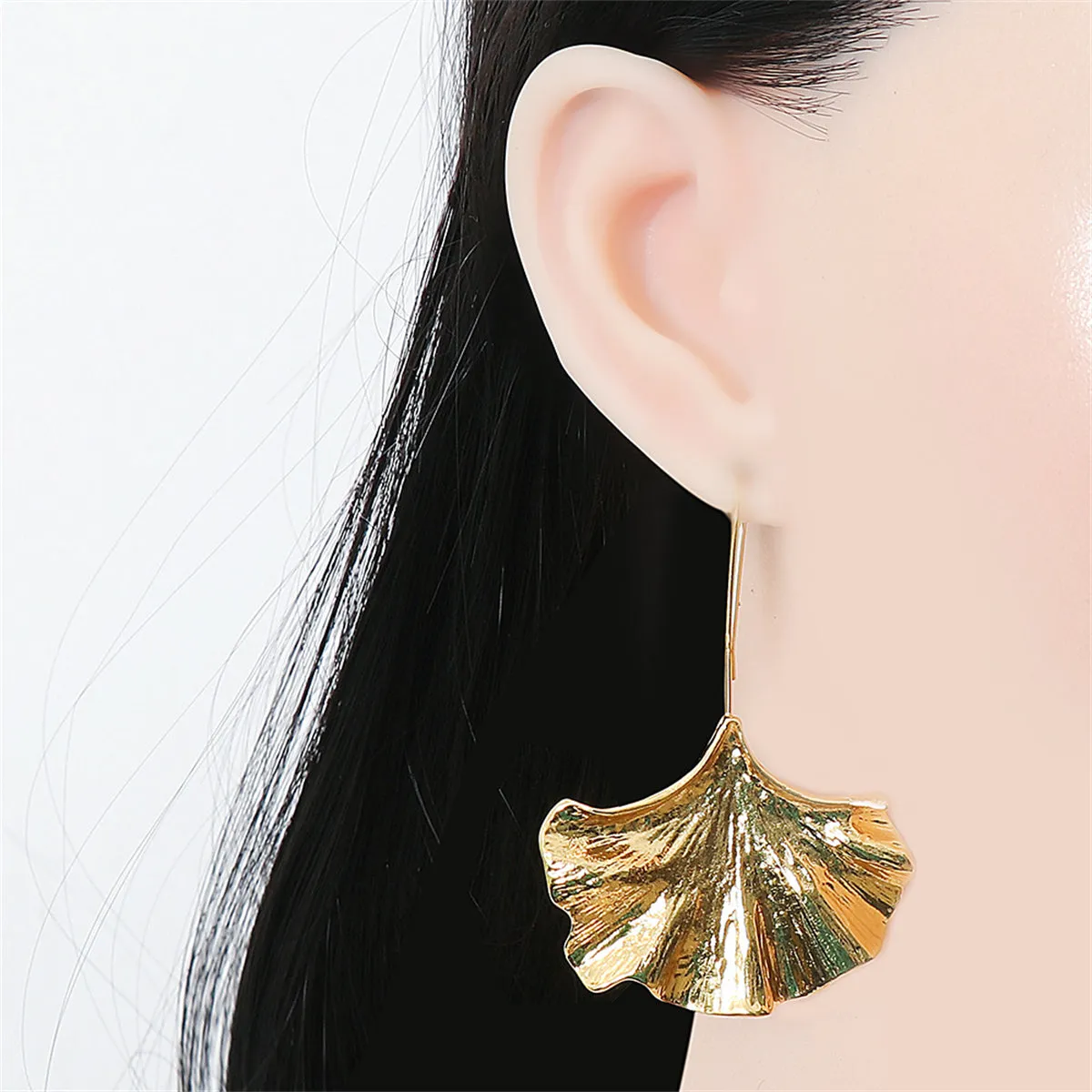 18K Gold-Plated Lotus Leaf Drop Earrings