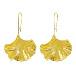 18K Gold-Plated Lotus Leaf Drop Earrings