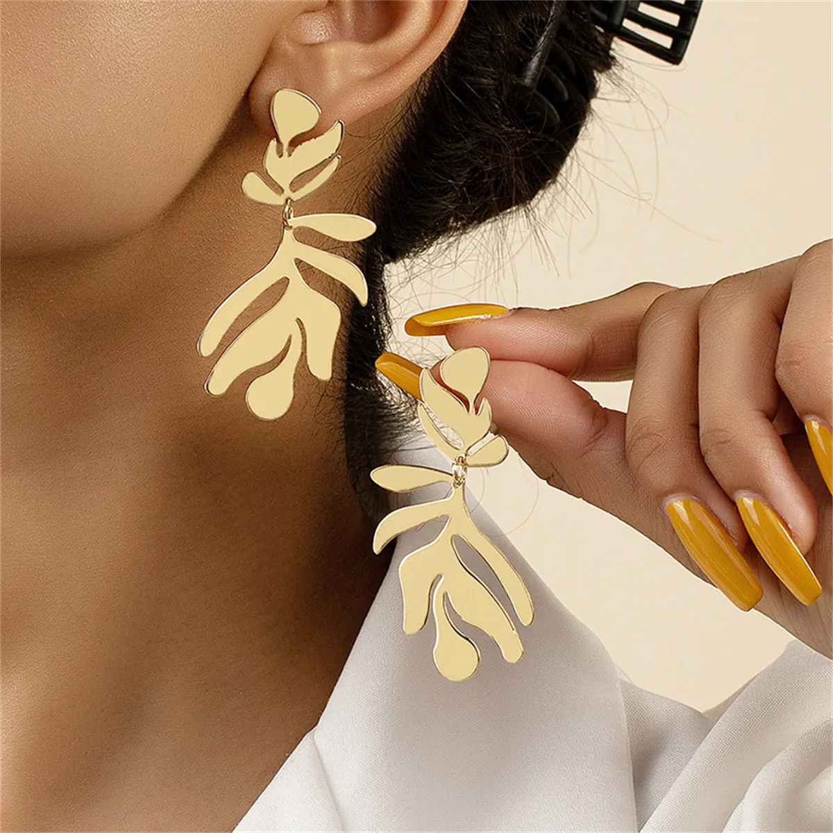 18K Gold-Plated Palm Frond Drop Earrings