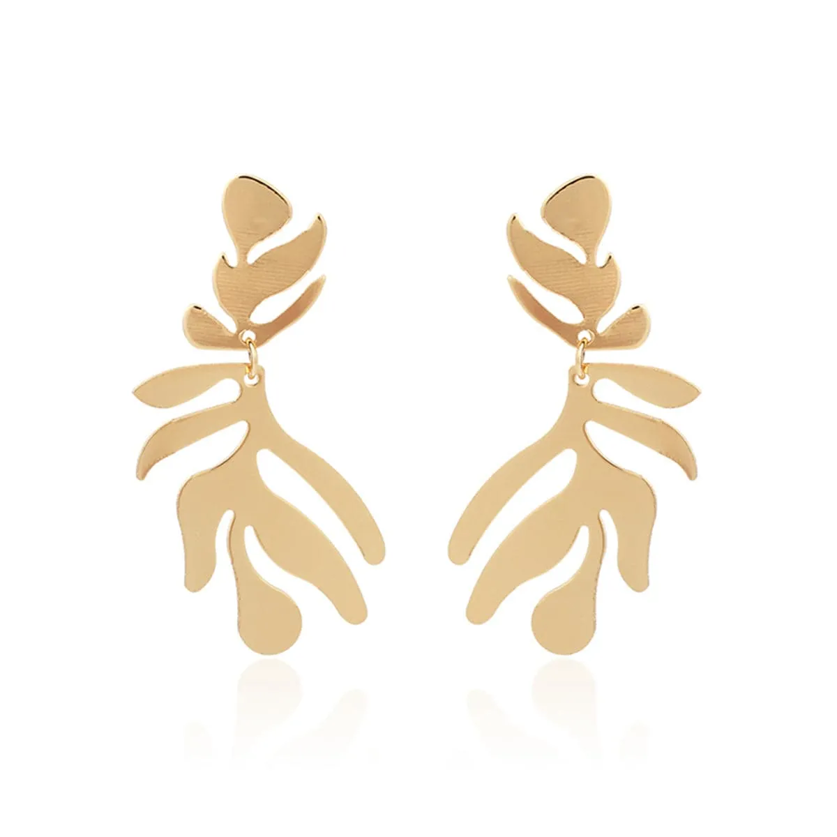 18K Gold-Plated Palm Frond Drop Earrings