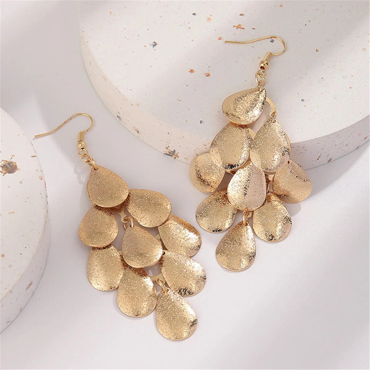 18K Gold-Plated Petal Cluster Drop Earrings