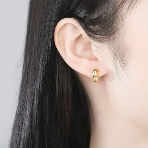 18K Gold-Plated Salix Leaf Huggie Earrings