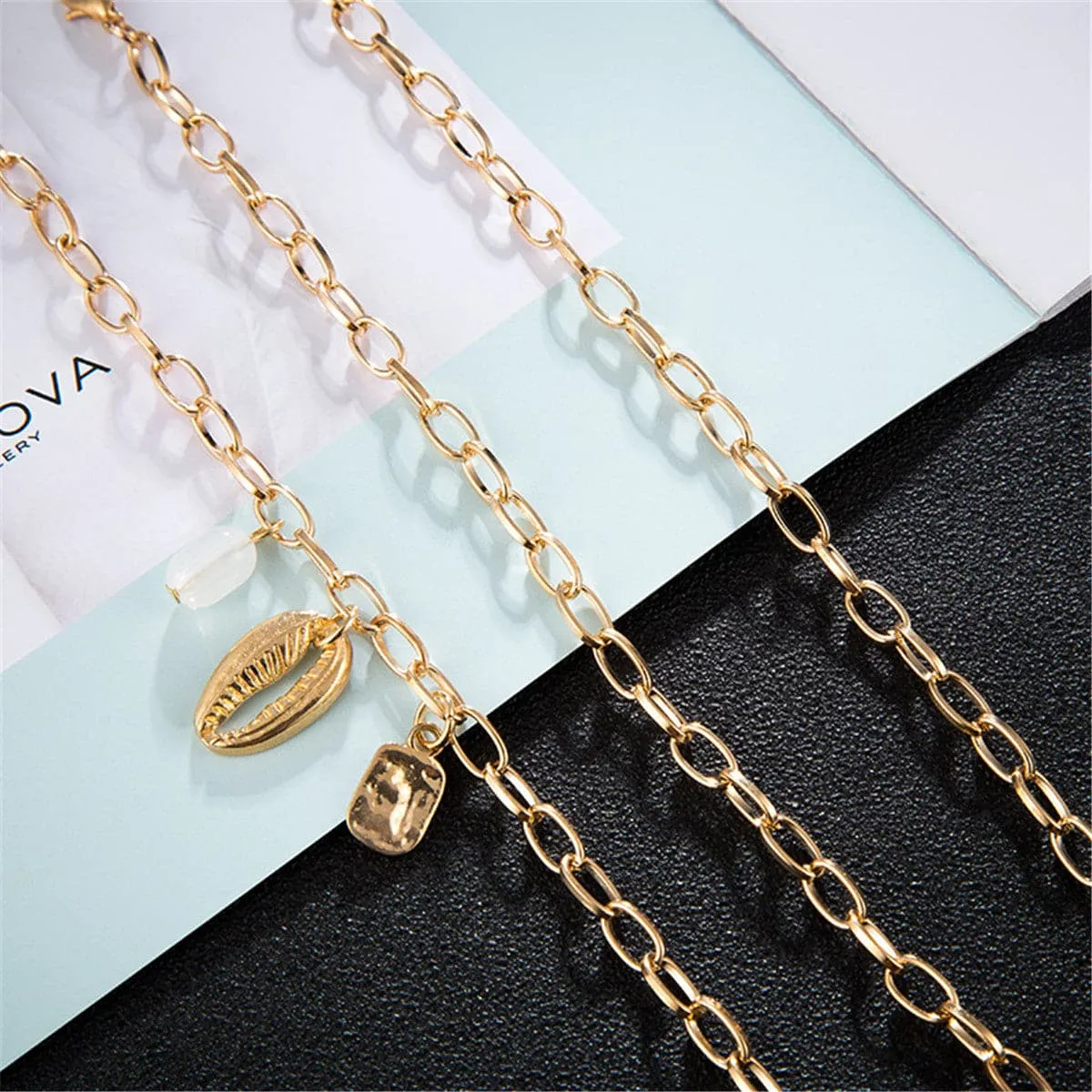 18K Gold-Plated Shell Bracelet Set
