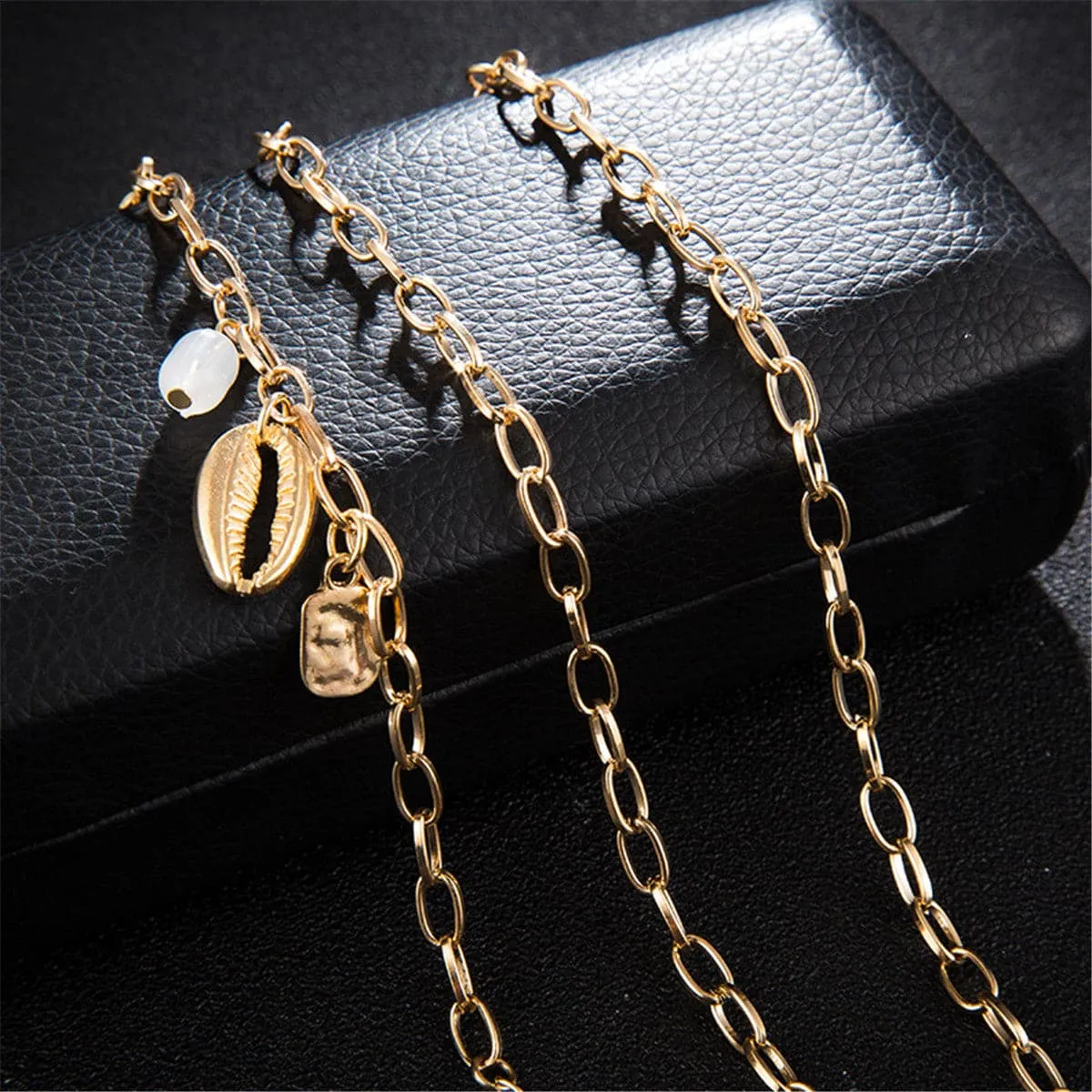 18K Gold-Plated Shell Bracelet Set