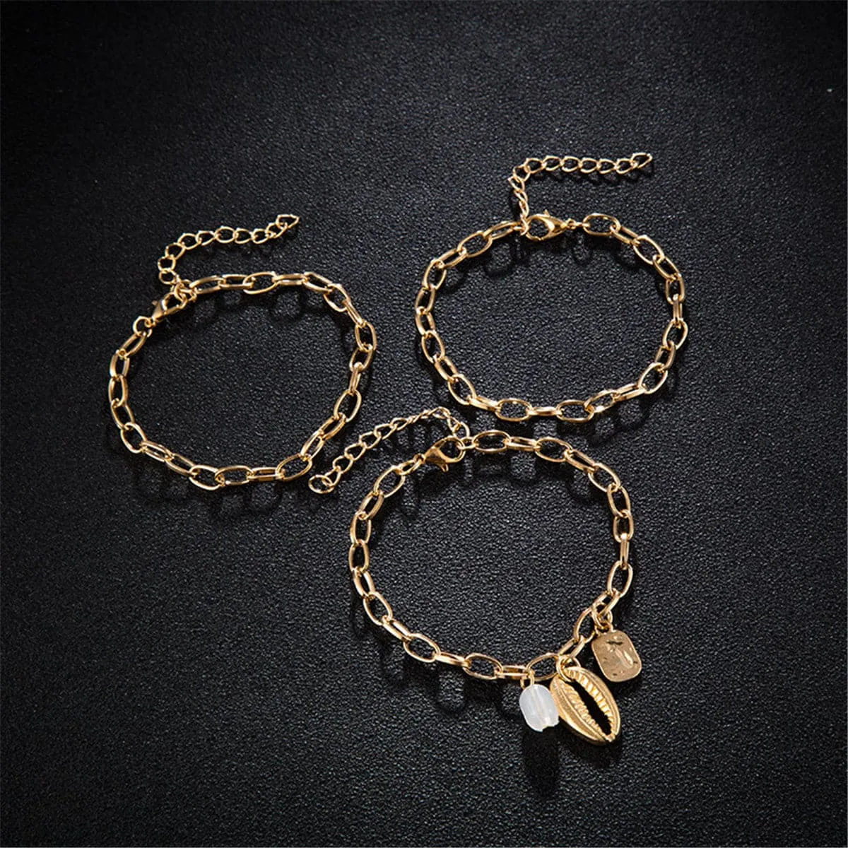 18K Gold-Plated Shell Bracelet Set