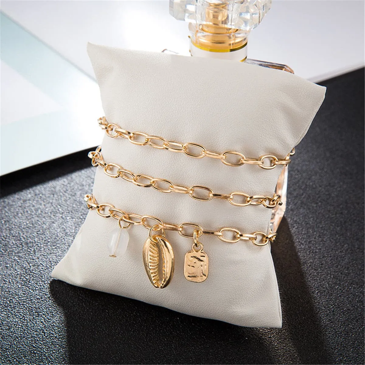 18K Gold-Plated Shell Bracelet Set