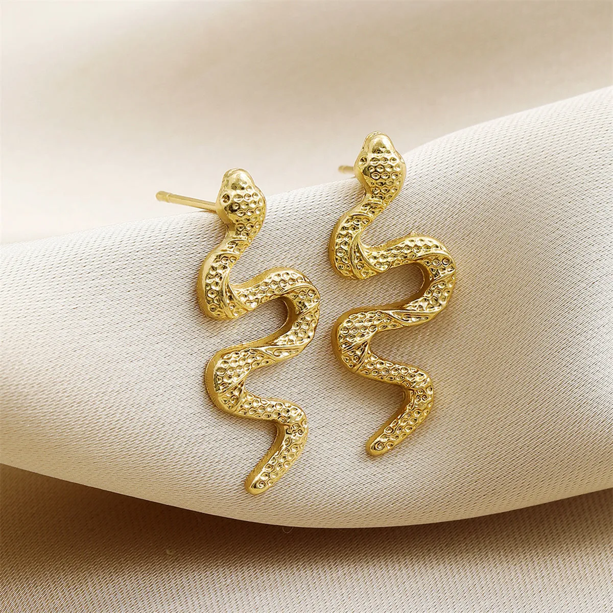 18K Gold-Plated Snake Stud Earrings