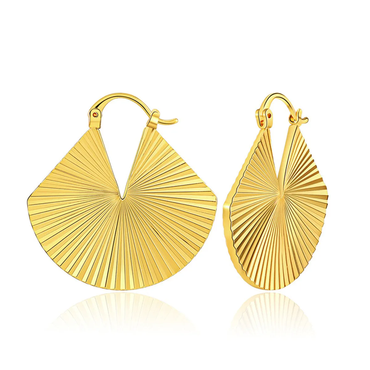 18K Gold-Plated Stripe Fan Drop Earrings