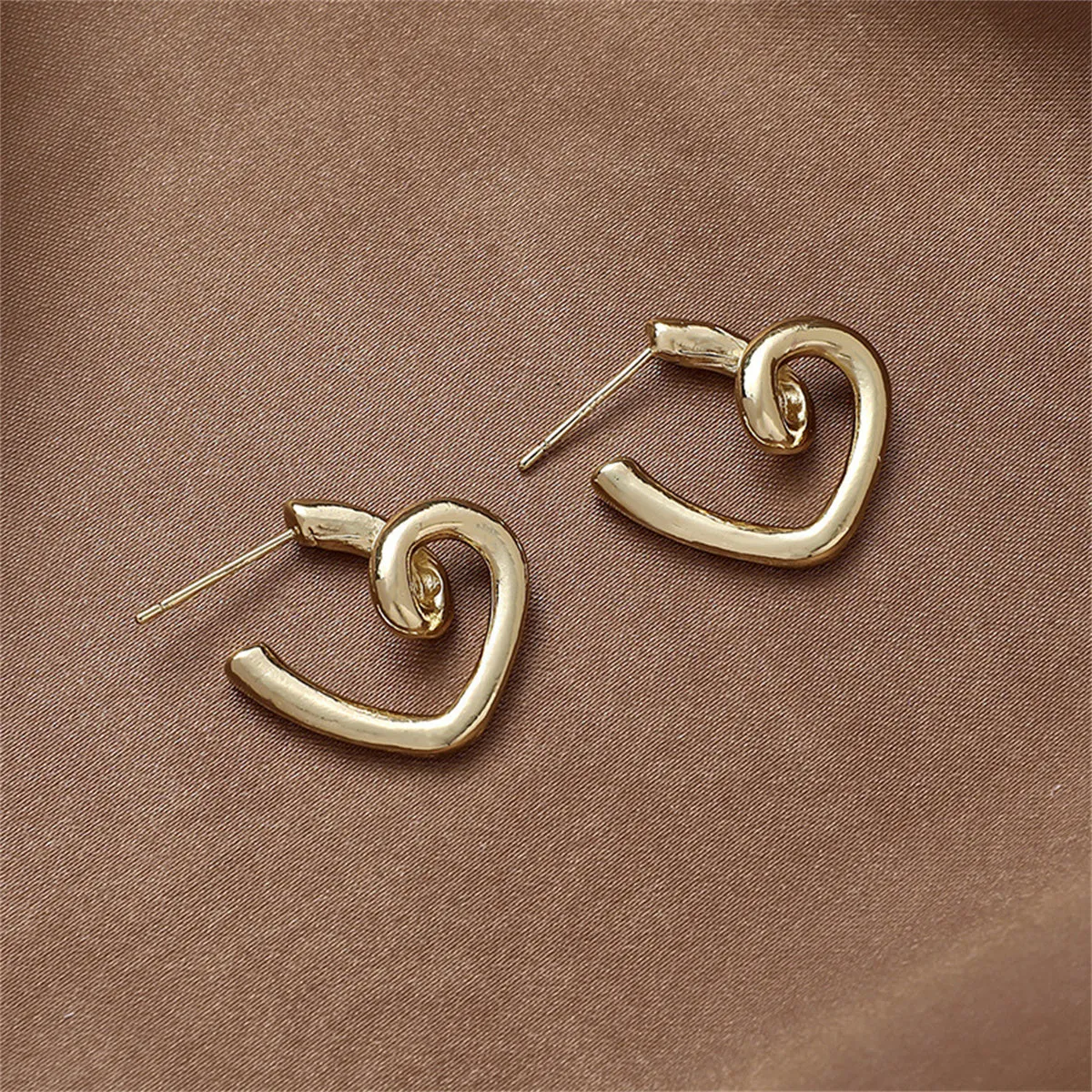 18K Gold-Plated Swirl-Heart Stud Earrings