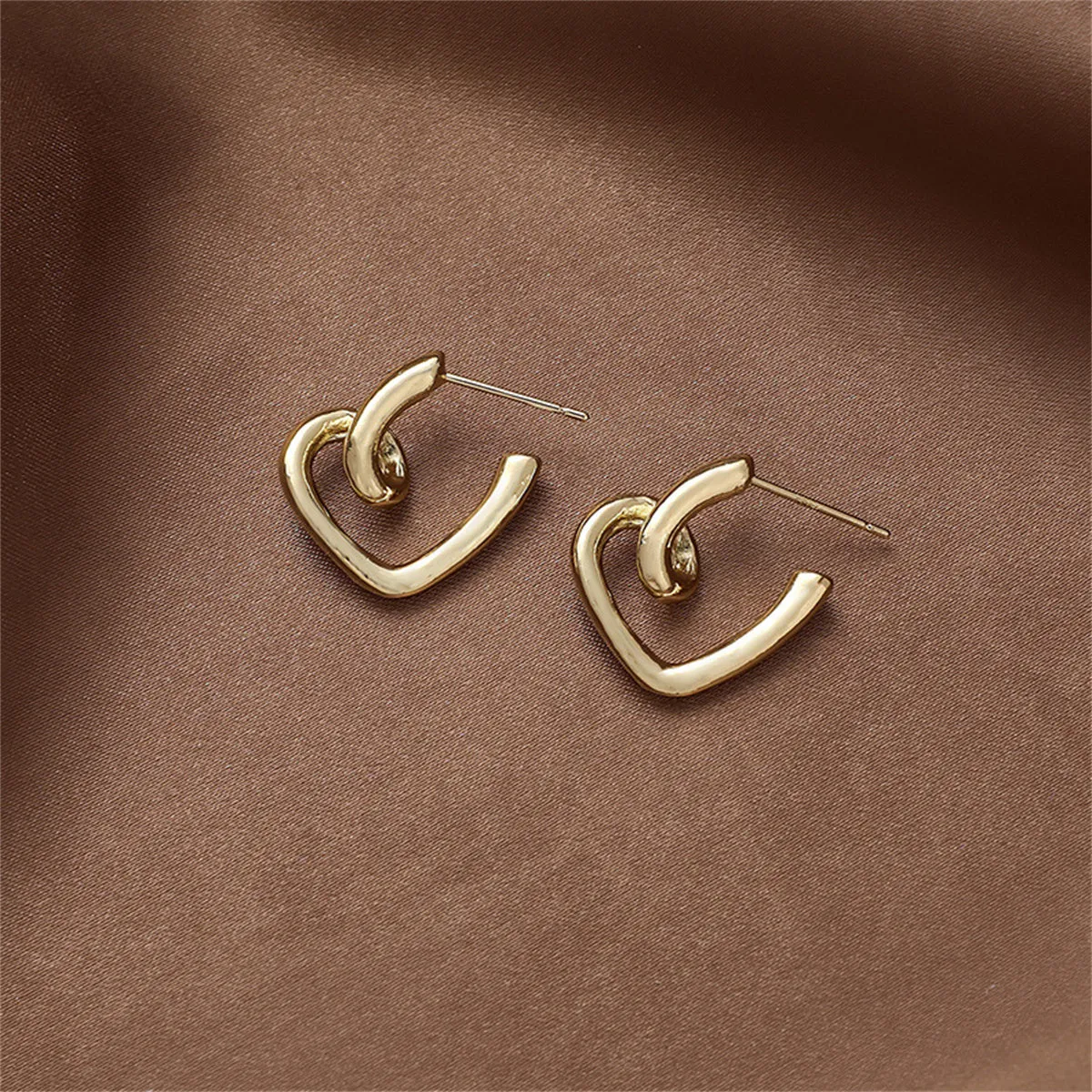 18K Gold-Plated Swirl-Heart Stud Earrings