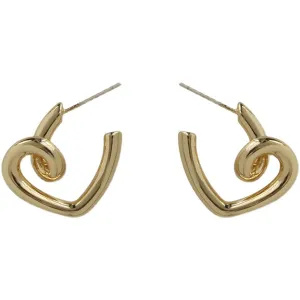 18K Gold-Plated Swirl-Heart Stud Earrings