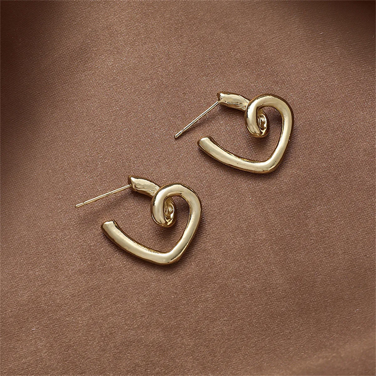 18K Gold-Plated Swirl-Heart Stud Earrings