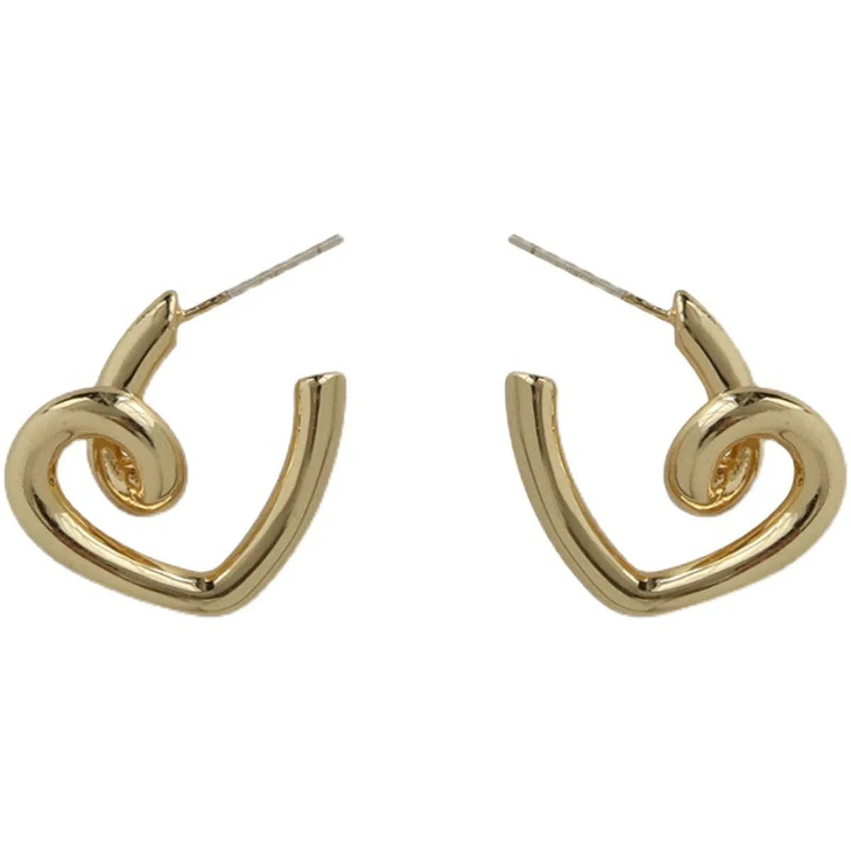 18K Gold-Plated Swirl-Heart Stud Earrings