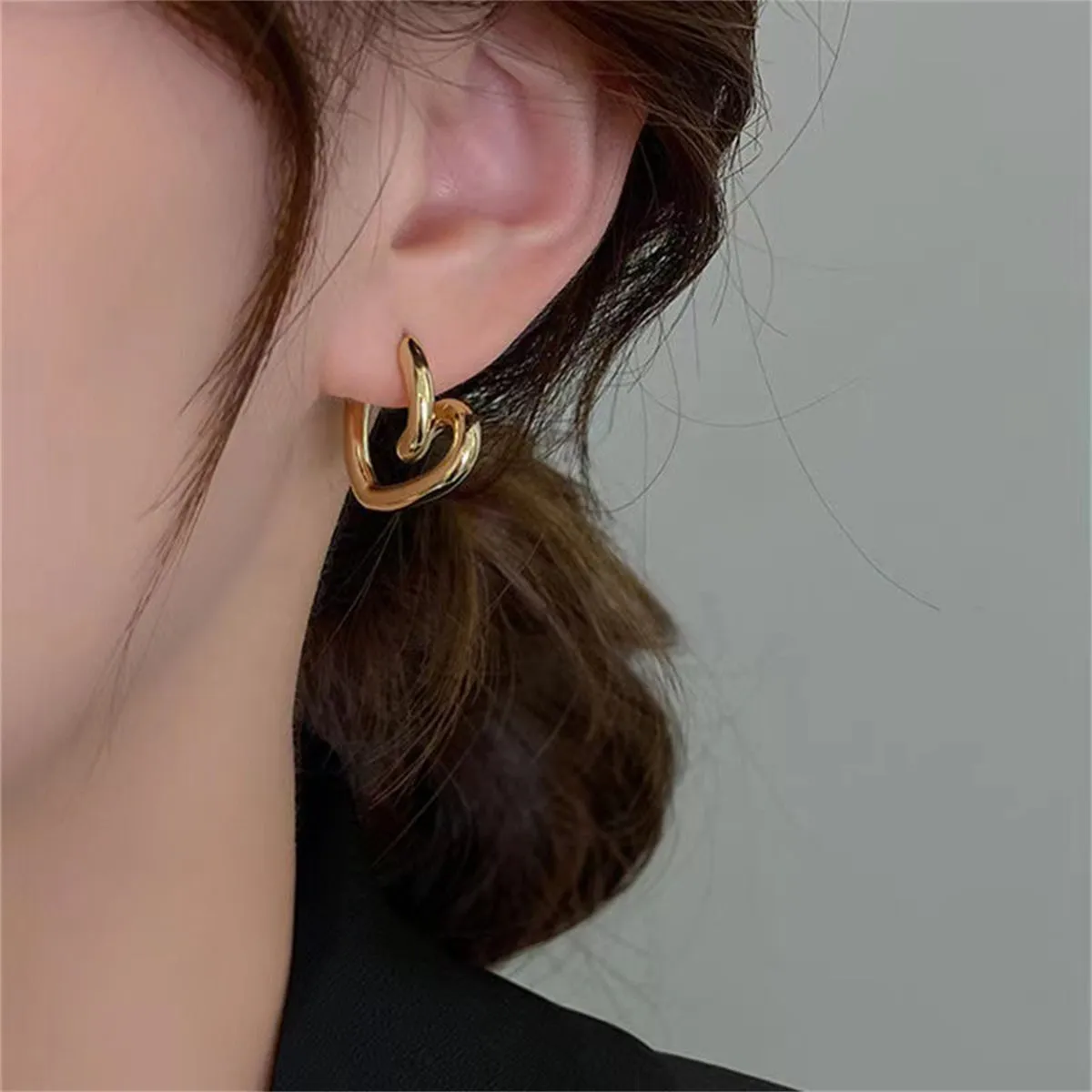 18K Gold-Plated Swirl-Heart Stud Earrings