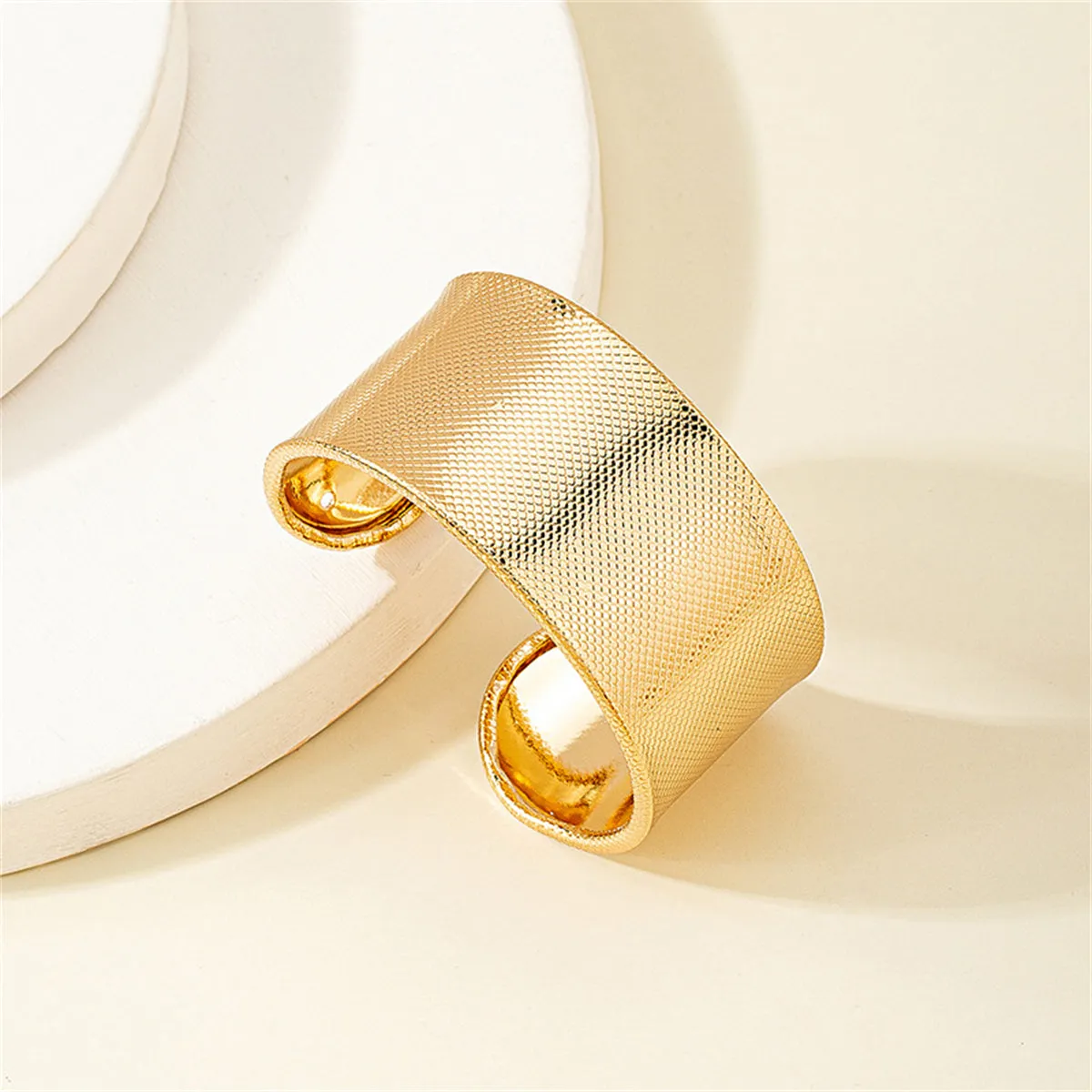 18K Gold-Plated Textured Cuff Bracelet